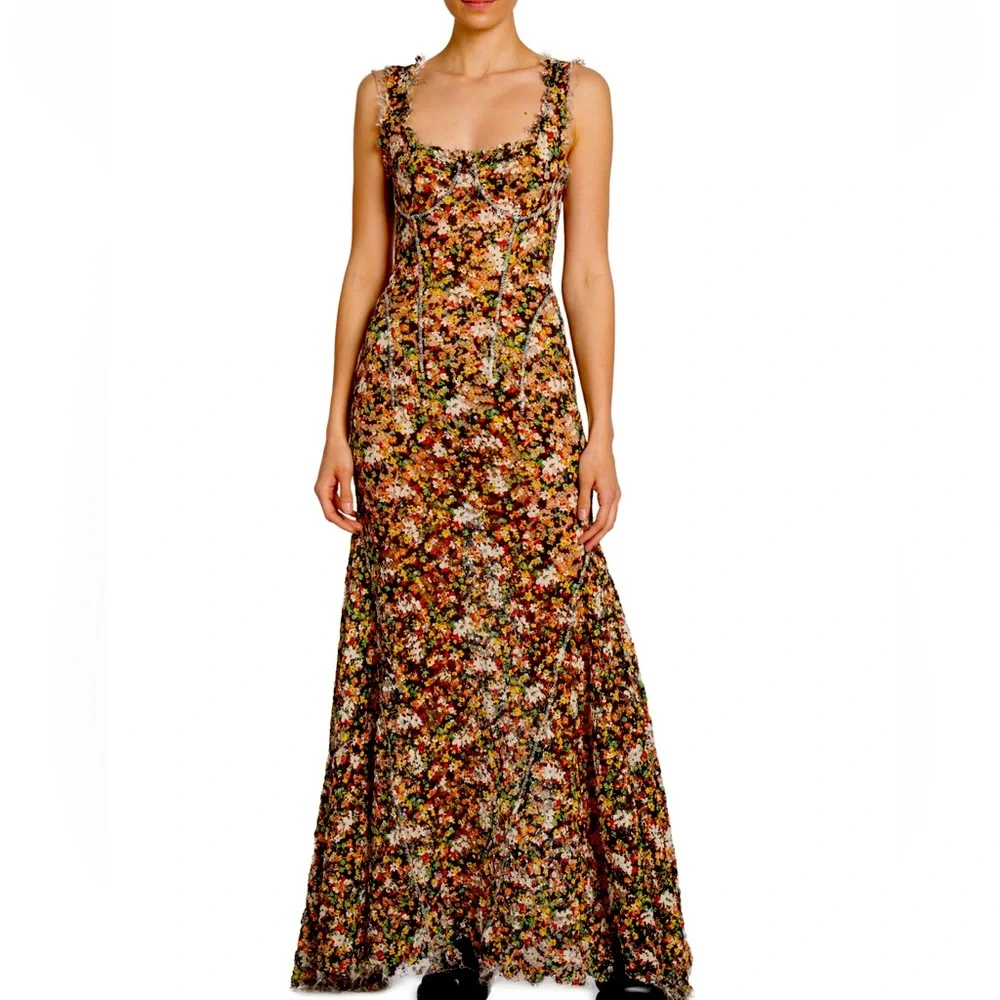 Marni floral cross stitch Maxi Gown Dress - Picture 4 of 11